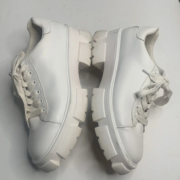 Steve Madden Michigan Leather Chunky Platform Sneaker White S-021 Sz 10 - Picture 4 of 9